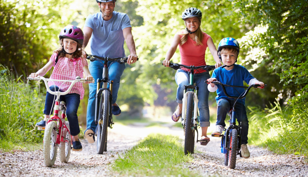 Family On Cycle Ride In Countryside